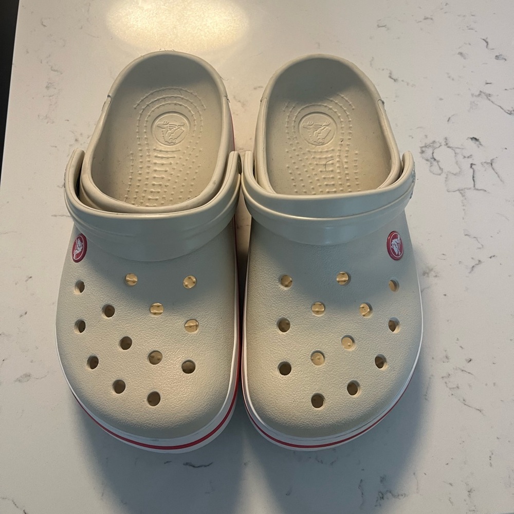 CROCS Cream Water Shoes with Perforated Design